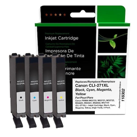 Clover Imaging Group Imaging Non-OEM New High Yield Black, Cyan, Magenta, Yellow Ink Cartridges 118302